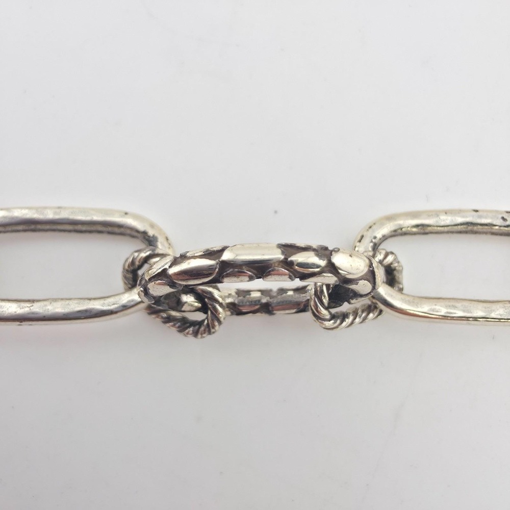 BRIGHTON 'Pebble' Long / Layer Necklace Hammered Oversized Link Silver Plate 38" - Picture 6 of 10